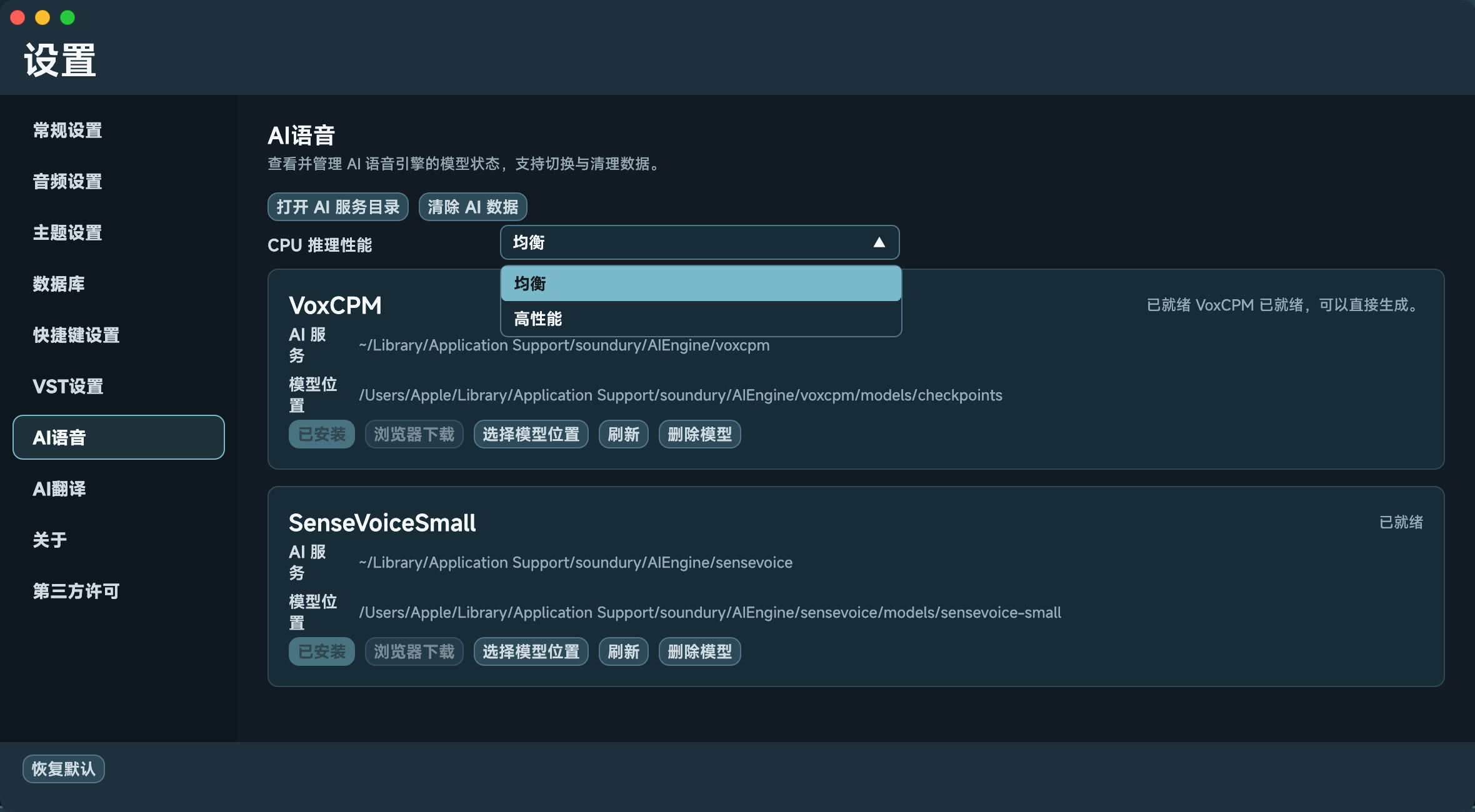 Soundury AI 语音设置